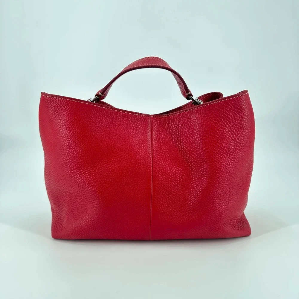 Miu Miu Red Pebbled Leather Slouchy Vintage Hobo Bag Silver Hardware Italy